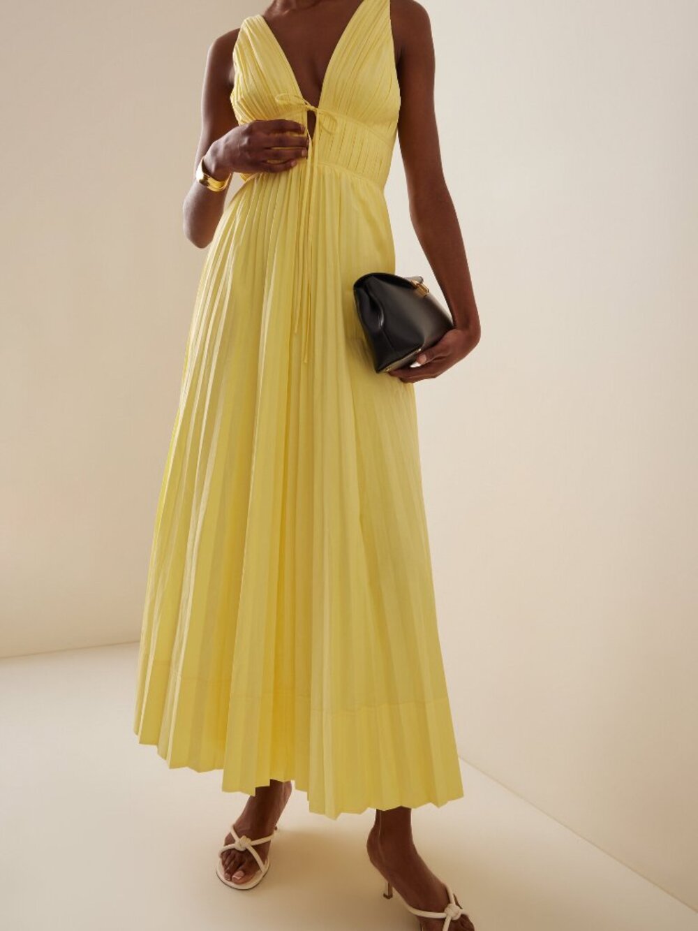 Simkhai Stephanie Pleated Cotton-Blend Midi Dress
